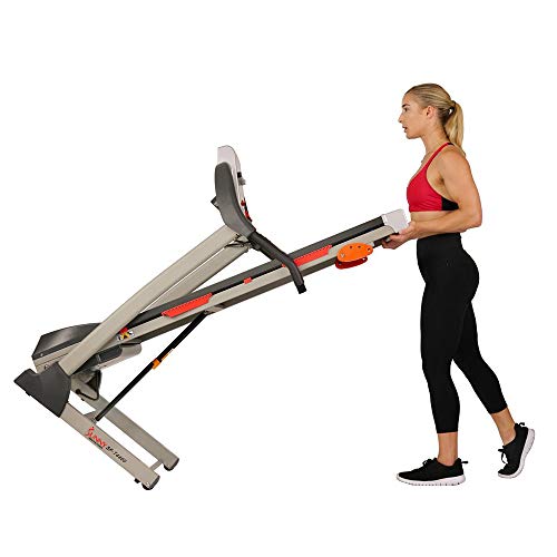 Sunny Health and Fitness SF-T4400 Folding Treadmill with Digital Monitor, Shock Absorption and Incline Bundle with Tech Smart USA Fitness and Wellness Suite, Sport Towel and Extended Protection Plan