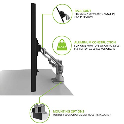 Kanto DMS2000 Dual-Monitor Desktop Mount for 17-inch to 30-inch Displays (Silver)