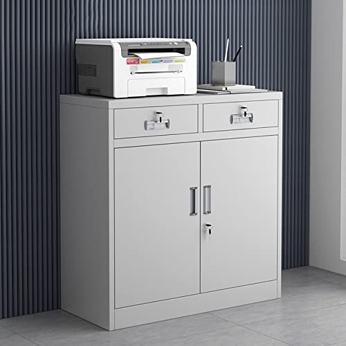 KIZQYN Metal 2-Drawer Lateral File Cabinet, White, 33.4" L×35.4" H×15.3" D