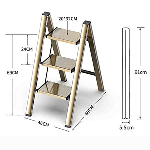 LUCEAE 3-Step Aluminum Folding Step Stool with Non-Slip Rubber Covers