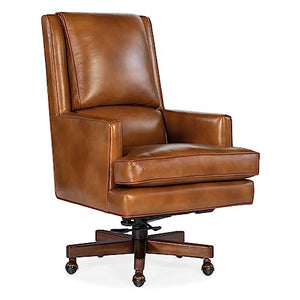 Hooker Furniture Leather Wright Executive Swivel Tilt Chair in Brown