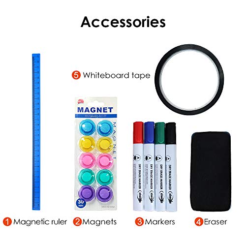 XIWODE Large Magnetic Mobile Dry Erase Board with Stand, 360 ° Rolling Double Sided Whiteboard with Silvery Grey Aluminum Frame, Perfect for School, Conference and Presentation,60 X 36 Inch