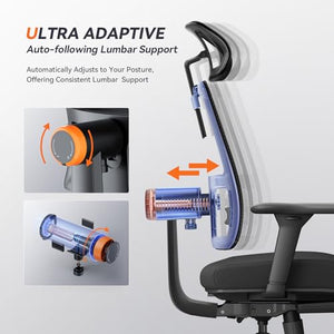 Newtral Ergonomic Chair with Footrest - Auto-Following Lumbar Support, 4D Armrest, Adjustable Seat & Recline