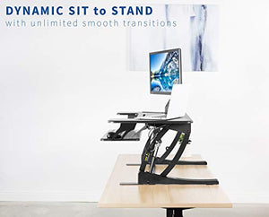 VIVO Black Height Adjustable 36 inch Stand up Desk Converter Quick Sit to Stand Tabletop Dual Monitor Riser, DESK-V000V