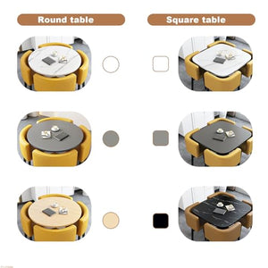 PYJYWAN Office Table and Chair Set - Small Conference Negotiation Dining Set - Space-Saving - Gray Round Table + Gray Chair