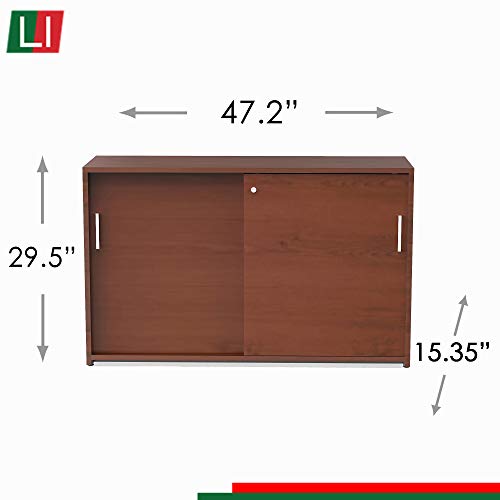 Linea Italia ZUC135 Credenza, Cherry/Silver