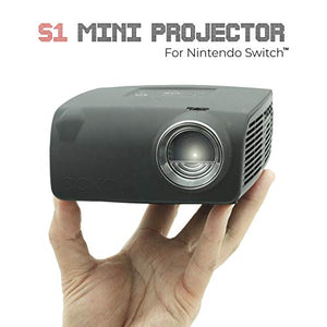 AAXA S1 Mini Nintendo Switch Dock Projector, 3 Hour Battery, USB-C Video Input, 720p HD Native Resolution, 400 Lumens, Gaming, DLP