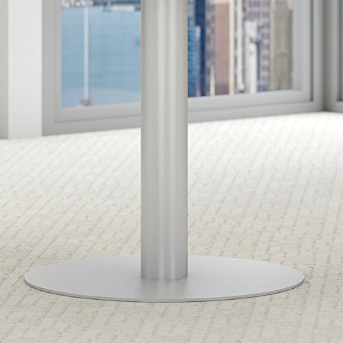 Bush Business Furniture 42W Round Conference Table with Metal Disc Base in Storm Gray