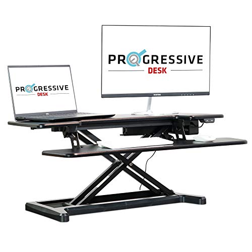Electric Adjustable Computer Standing Desk Converter, Workstation for Home Office, 37"x20" Stand up Desk Riser, 55 lbs