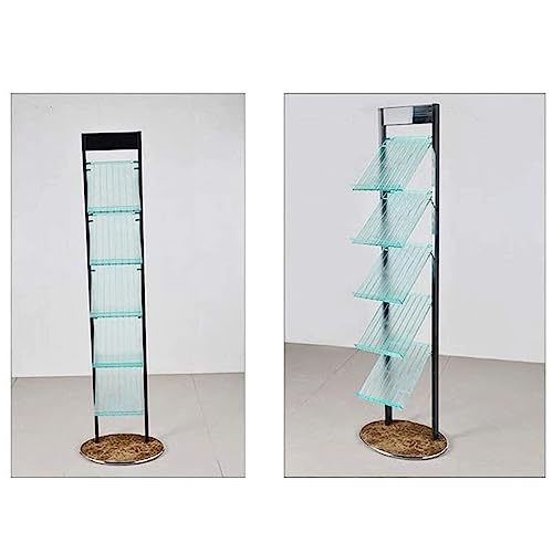 SAAKO Metal Bookshelf 5 Tiers - Standing Bookcase & Magazine Display Rack