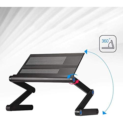 WPHPS Black Folding Computer Table, Lazy Laptop Computer Table Can Be Raised and Lowered Multifunctional Folding Mobile Learning Bed Table