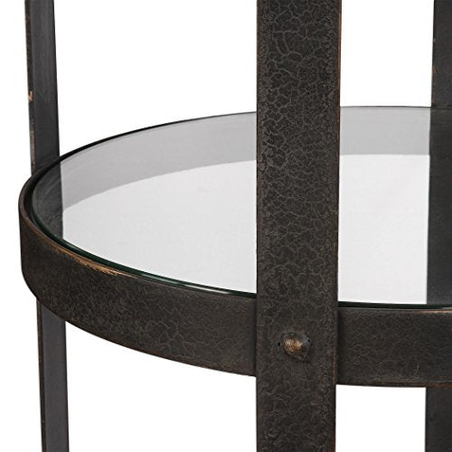 My Swanky Home Industrial Iron Straps Cloche Etagere | Modern Metal Round Tall Shelf Shelves
