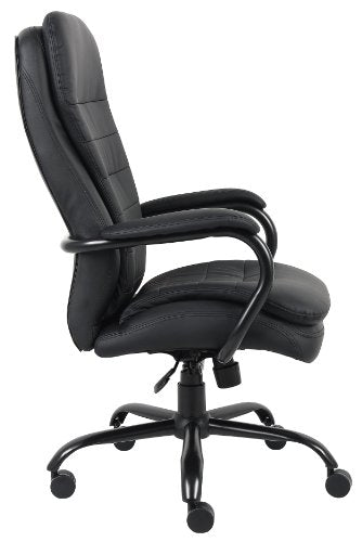 Boss Office Products B991-CP Heavy Duty Double Plush LeatherPlus Chair with 350lbs Weight Capacity in Black