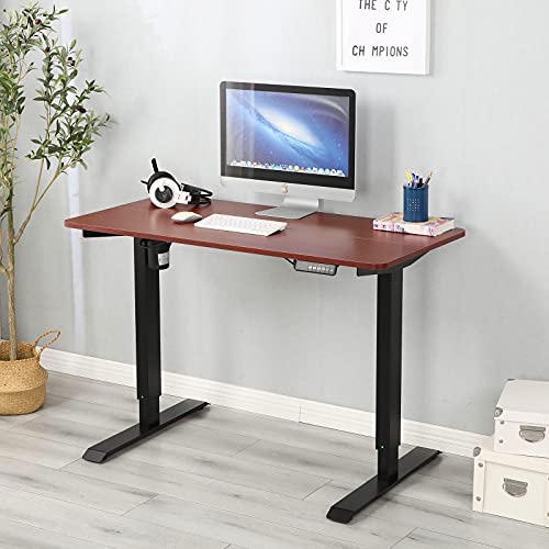 Tulib Height Adjustable Electric, 48 x 24 Inches Workstation Computer Table, Ergonomic Sit Stand Home Office Desk, 4824inch, Walnut