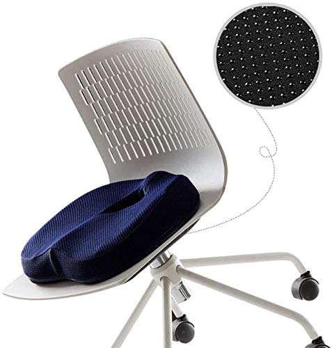Memory Foam Seat Cushion for Office Chair & Wheelchair - Washable & Breathable Cover - Relieves Back Pain