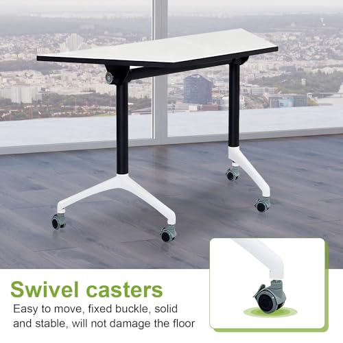 Molpeiy Conference Room Table with Silent Locking Wheels, Trapezoidal Rolling Splicing Computer Desk, 47.2" L*20.4" W*29.5" H (8Pack)