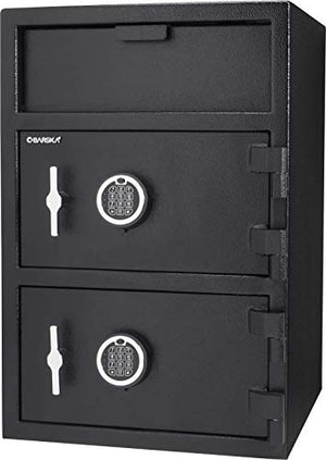 BARSKA AX13312 Digital Keypad Two Lock Depository Drop Safe 1.6/2 Cubic Ft, Black