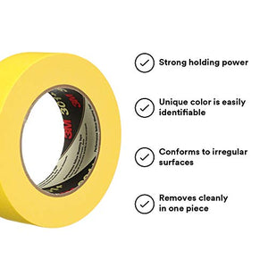 3M 301+ High Performance Masking Tape, Yellow, 36 mm x 55 m - High Performance Holding and Masking Tape for Automotive, Specialty Vehicle and Industrial Markets, Case of 24