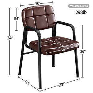 Yaheetech 6PCS Office Guest Reception Chairs Leather Waiting Room Executive Chair Brown