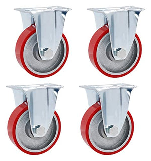 ROLTIN Office Castors Swivel Caster Wheels Heavy Duty Industrial Plate Castors - Iron Core Polyurethane PU Casters