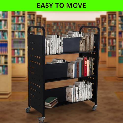 Garvee 200LBS Book Cart with Lockable Wheels, Black