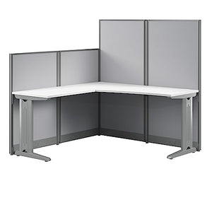 Bush Business Furniture Office in an Hour L Shaped Cubicle Desk | Modern Computer Table, 65W x 65D, Pure White