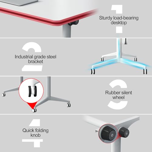 JNMDLAKO Folding Conference Room Table, Modern White Meeting Table with Silent Wheels - 4PCS 55.1 * 23.6 * 29.5in