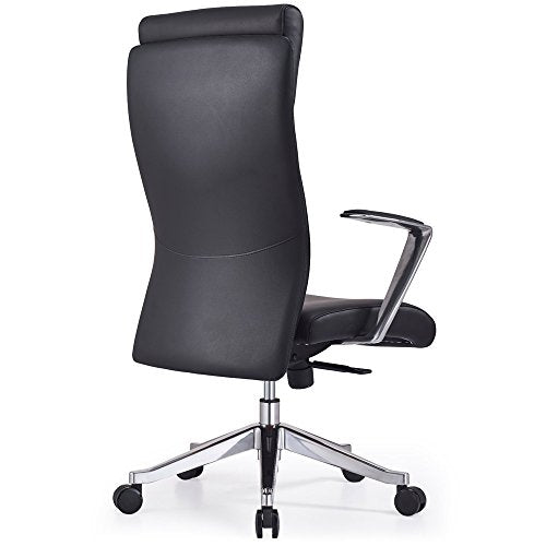 Adjustable Ergonomic Draper Leather Executive Chair with Aluminum Frame- Black