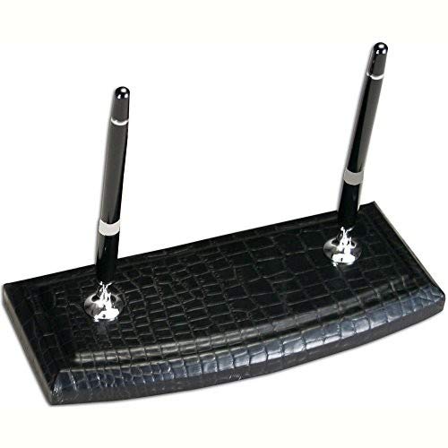 Dacasso Crocodile Embossed Leather Desk Set, 10pcs, Black