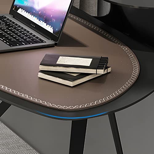 Modern Light Luxury Computer Desk with Leather Table Mat - Orange