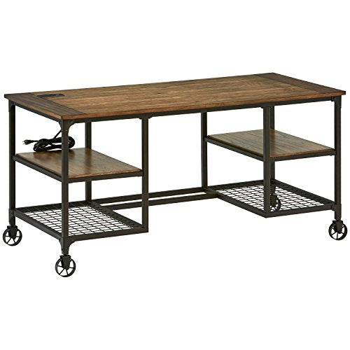 Stone & Beam Elias Industrial Metal Office Computer Desk, 60"W, Brown/Black