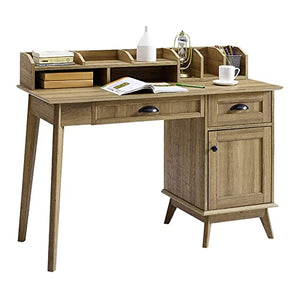Eden Home Wood Writing/Computer Desk with Hutch in Golden Oak