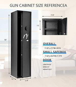 Superday Large Rifle Safe for Home Safety, Quick Access 4-Gun Electronic Metal Gun Security Cabinet, Gun Safes for Refiles and Shotguns, Removable Storage Shelf