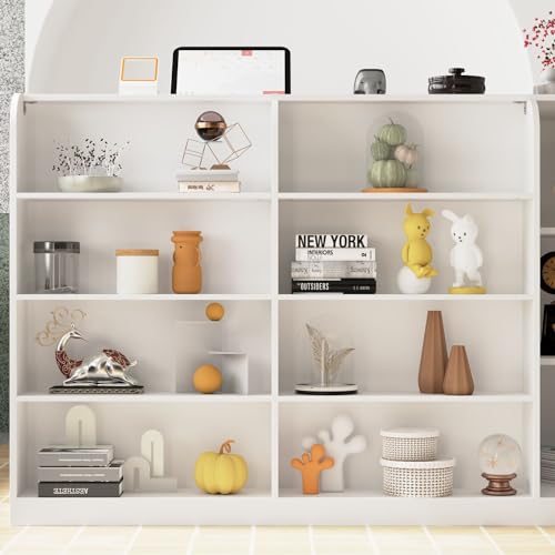 FAMAPY L-Shaped Reception Desk with Drawers, Shelves, Cabinet - White (70.9” x 47.2” x 39.4”)