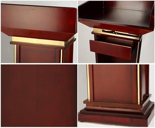 SMuCkS Wood Podium Lectern with Drawer and Open Cabinet