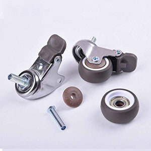 IkiCk Heavy Duty Swivel Caster Wheels Set - 4Pcs, M12x25mm Threaded Stem, TPE Rubber, Brake Option