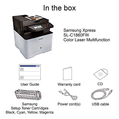 Samsung Xpress C1860FW Wireless Color Laser Printer with Scan/Copy/Fax, Simple NFC + WiFi Connectivity and Built-in Ethernet, Amazon Dash Replenishment Enabled (SS205H)