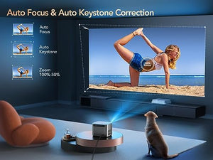 TOPTRO X7 Android TV Projector with Auto Focus/Keystone, WiFi, Bluetooth, 4K Supported - 600 ANSI, Dust-proof, 50% Zoom, Outdoor - Netflix/YouTube Built-in, 8000+ Apps