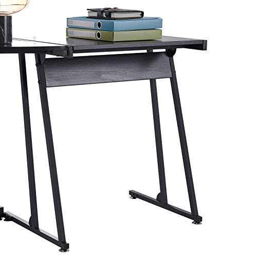 L-Shaped Desk Computer Corner Desk, Home Gaming Desk, Office Writing Workstation Space-Saving, Easy to Assemble, Black