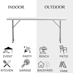 BTEXPERT White Set of 5 6-Foot Granite Plastic Folding Training Tables