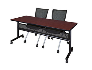 Regency Flip Top Mobile Training Table Set with Chair 72 x 24 inch Mahogany