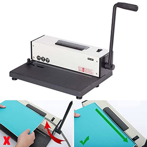 None Binding Device, Comb & Spiral Binding Machine for A4 - Manual Round Hole & Electric Coil Insert - Adjustable Side Edge - Sturdy Metal Construction