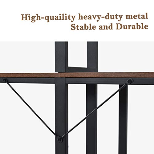 Goujxcy 2 Person Computer Desk with Hutch and Shelves,Multifunction 94 Inches Writing Workstation Desk for Home Office