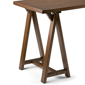 SIMPLIHOME Sawhorse SOLID WOOD Industrial Contemporary 56 inch Wide Home Office Desk, Writing Table, Workstation, Study Table Furniture in Medium Saddle Brown