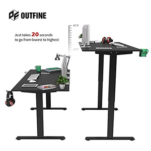OUTFINE Electric Dual Motor Standing Desk with Black 63" Desktop - 220lbs Load