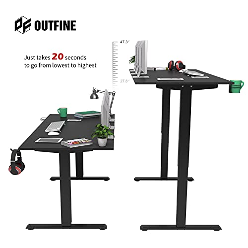 OUTFINE Heavy Duty Dual Motor Height Adjustable Standing Desk Electric Dual Motor (Black, 63") - 220lbs Load
