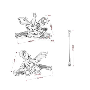 SCMYK CNC Adjustable Rearset Footrests for Yamaha MT-09 FZ-09 - Dark Grey