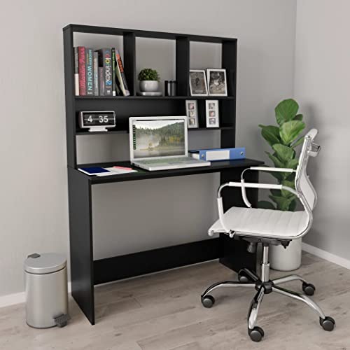 HURRISE Black Desk, Stylish Space Saving Multifunctional Office Desk for Documents