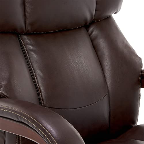 La-Z-Boy Fairmont Big and Tall Executive Office Chair with Memory Foam Cushions, High-Back, Bonded Leather - Biscuit Brown