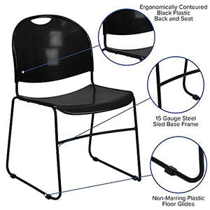 Flash Furniture Stack Chair 5 Pack - 880 lb. Capacity - Black Ultra-Compact - Powder Coated Frame